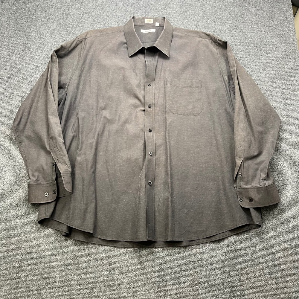 Adolfo Dress Shirt Long‎ Sleeve Solid Dark Gray Button Down Shirt